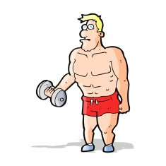 Cartoon Man Lifting Weights N16