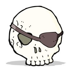 cartoon skull with eye patch N3