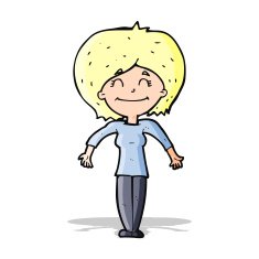 cartoon woman shrugging shoulders N180