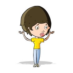 cartoon woman raising hands in air N6