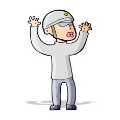 cartoon security man panicking N3