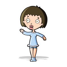 cartoon waving woman N48