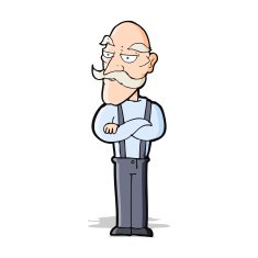 cartoon bored old man N7