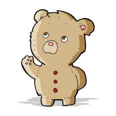 cartoon waving teddy bear N19