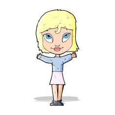 cartoon woman with open arms N34