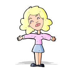 cartoon woman with open arms N35