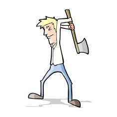 cartoon man swinging axe N5