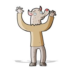 cartoon happy werewolf man N3