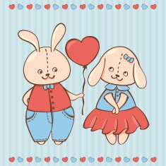 two valentine rabbit in love Valentine background with Rabbits