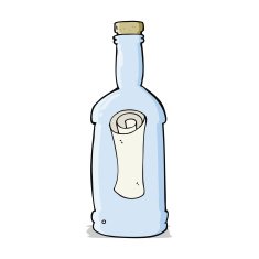 cartoon letter in a bottle N10