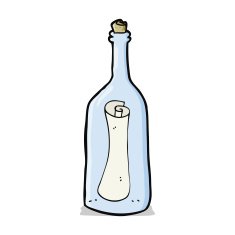 cartoon letter in a bottle N11
