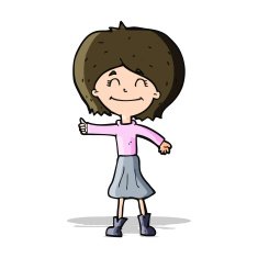 cartoon happy girl giving thumbs up symbol N5