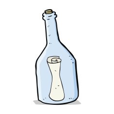 cartoon letter in a bottle N12