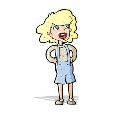 cartoon woma in dungarees N2