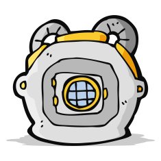 cartoon old deep sea diver helmet N4