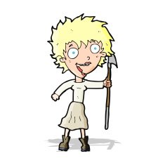 cartoon crazy woman with spear N4