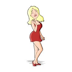 cartoon pretty woman in cocktail dress N5