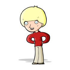 cartoon happy boy with hands on hips N4