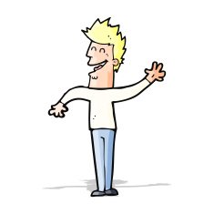 cartoon happy man waving N14