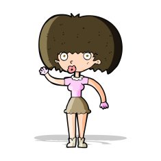 Cartoon Woman Waving N122