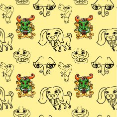 Seemless pattern of doodle cartoon N2