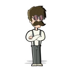 cartoon hipster man with mustache and spectacles N5