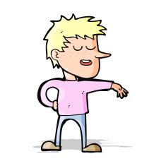 cartoon man making dismissive gesture N6