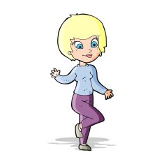 Cartoon Woman Waving N124