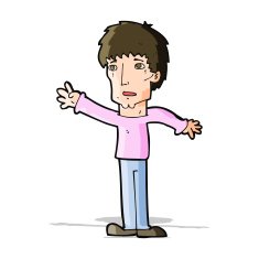 cartoon worried man reaching out N8