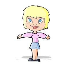cartoon woman with open amrs N3
