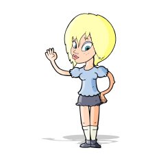 cartoon pretty woman waving N33