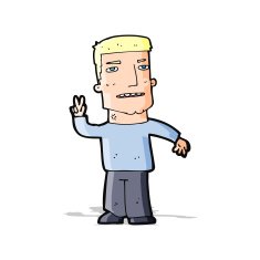 Cartoon Man Giving Peace Sign N21