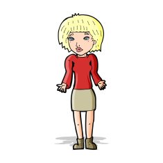 cartoon woman shrugging shoulders N183