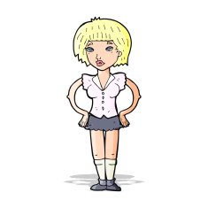 cartoon woman with hands on hips N83