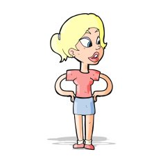cartoon woman with hands on hips N85