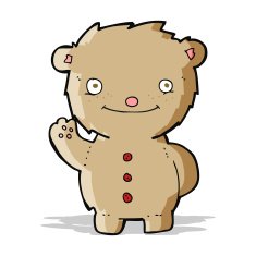 cartoon waving teddy bear N20