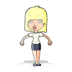 cartoon woman shrugging shoulders N185