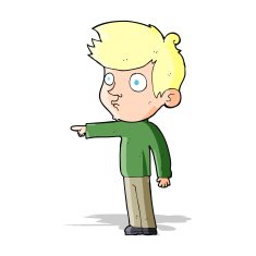 cartoon pointing boy N14