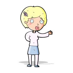 cartoon waving woman N54