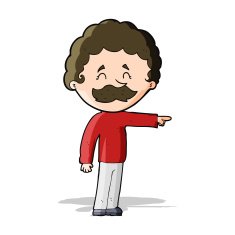 cartoon man with mustache pointing N12