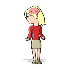 cartoon clever woman shrugging shoulders N3
