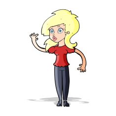 cartoon pretty woman waving N34