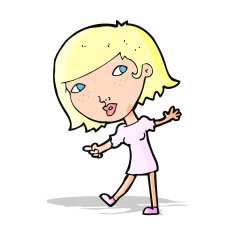 cartoon happy girl gesturing to follow N4