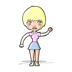 cartoon waving woman N55