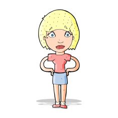 cartoon worried woman N30