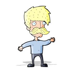 cartoon man with mustache waving N10