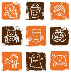 Halloween doodle block icons