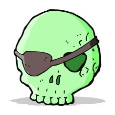 cartoon skull with eye patch N4