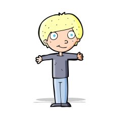 cartoon happy boy with open arms N8