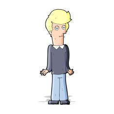 cartoon bored man shrugging shoulders N5
